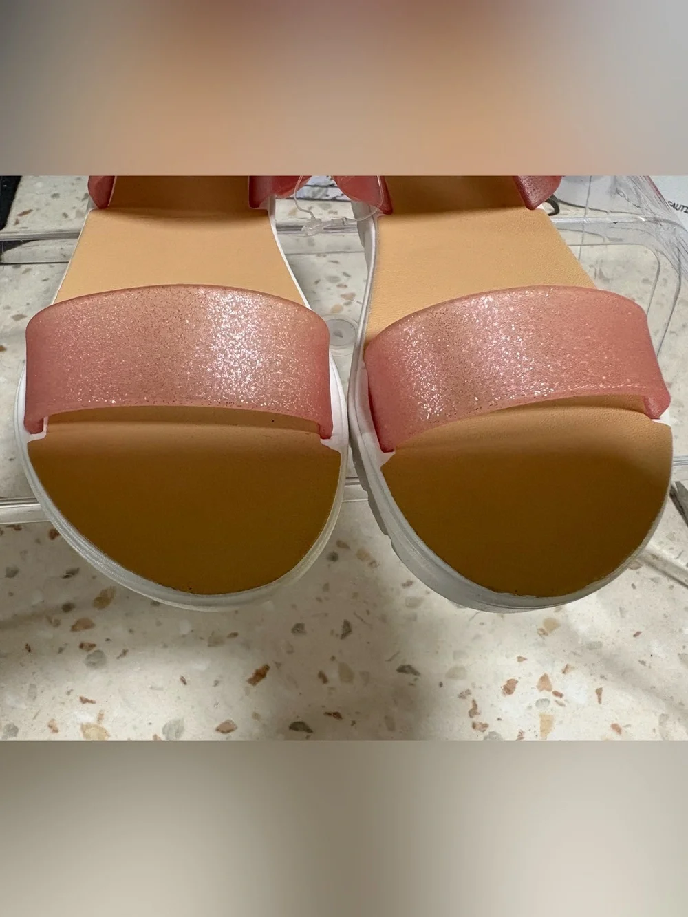 Bebe Girls Glitter Toddler Jelly Sandals with 3D Charms 🍒🍇🧁- Size S 11-12